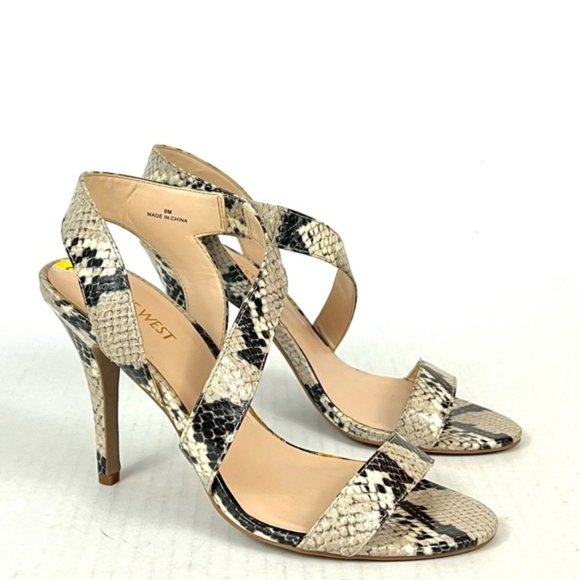 Nine West Shoes - Nine west Adorbs Snakeskin Print Strappy Heels ** SZ 7.5